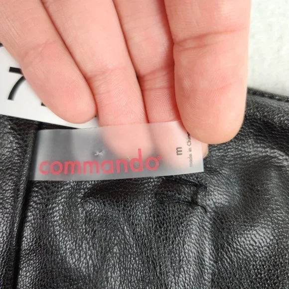 Commando Pants Womens Medium Black Faux Leather Paperbag Waist Belted Vegan - Picture 11 of 12